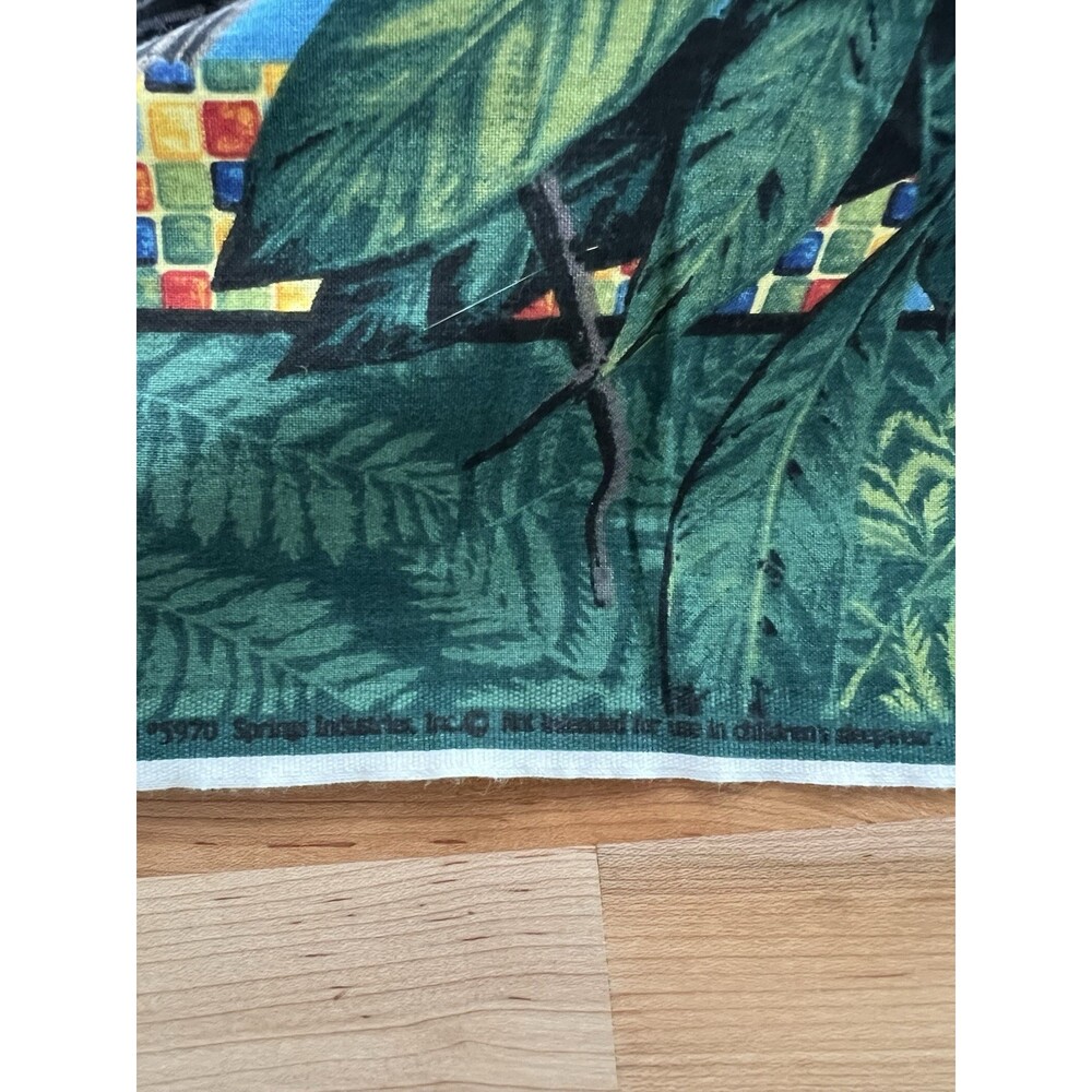 Vtg Wings of Paradise Fabric Panel Parrot Toucan Tropical Birds 36" x 45" approx - Picture 7 of 8